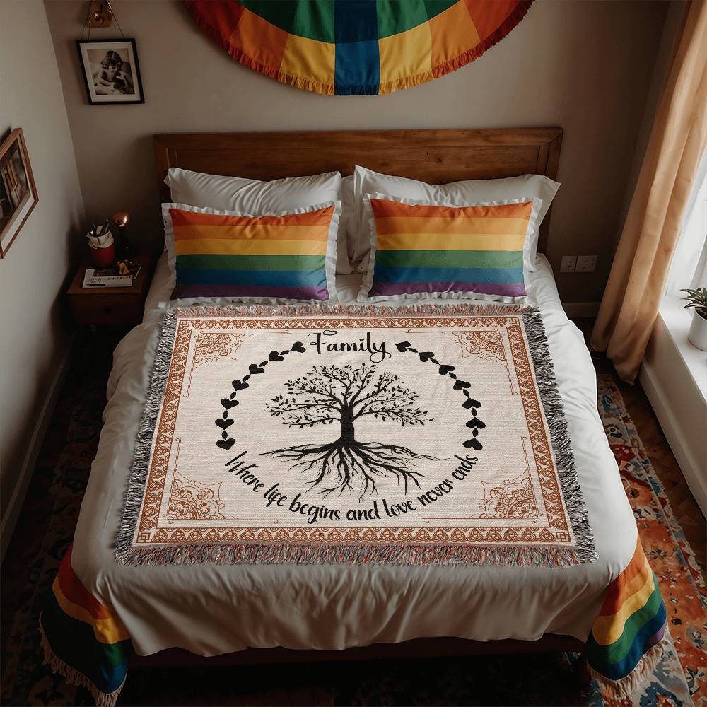 Family Never Ends - Heirloom Woven Blanket