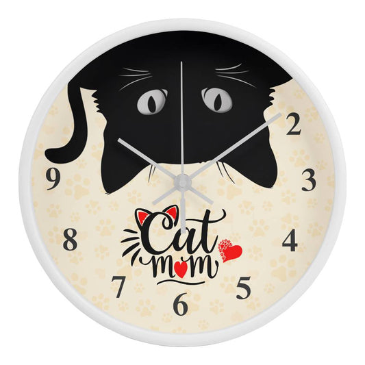 Cat Mom - Wooden Frame 10" Clock