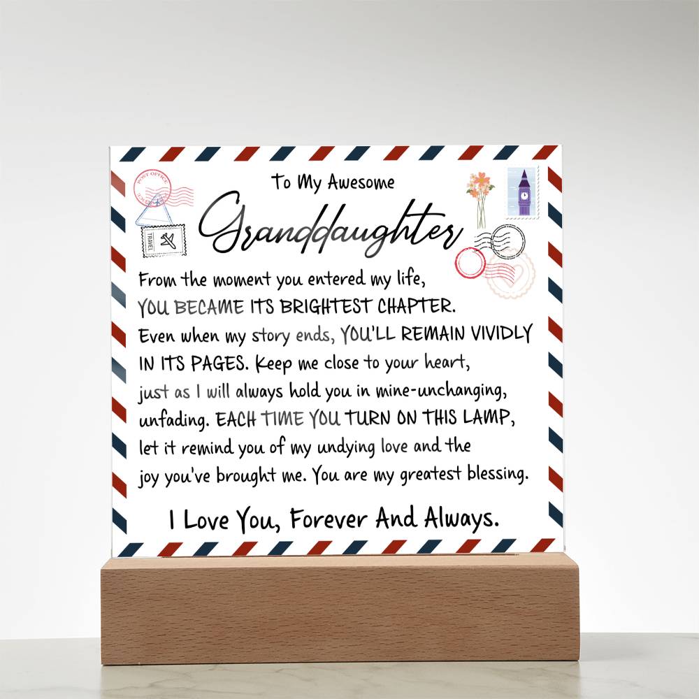 To My Granddaughter - Acrylic Square Plaque