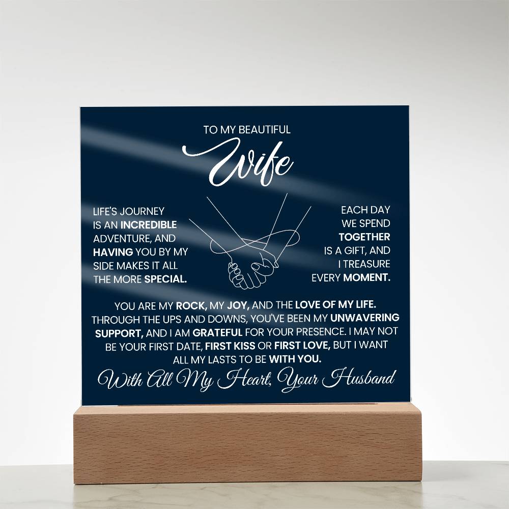 To My Beautiful Wife - Acrylic Square Plaque