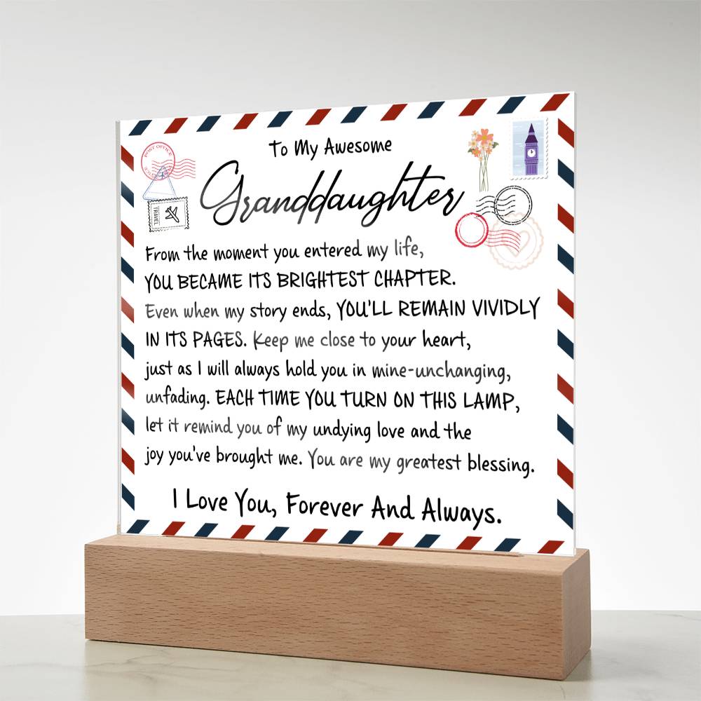 To My Granddaughter - Acrylic Square Plaque