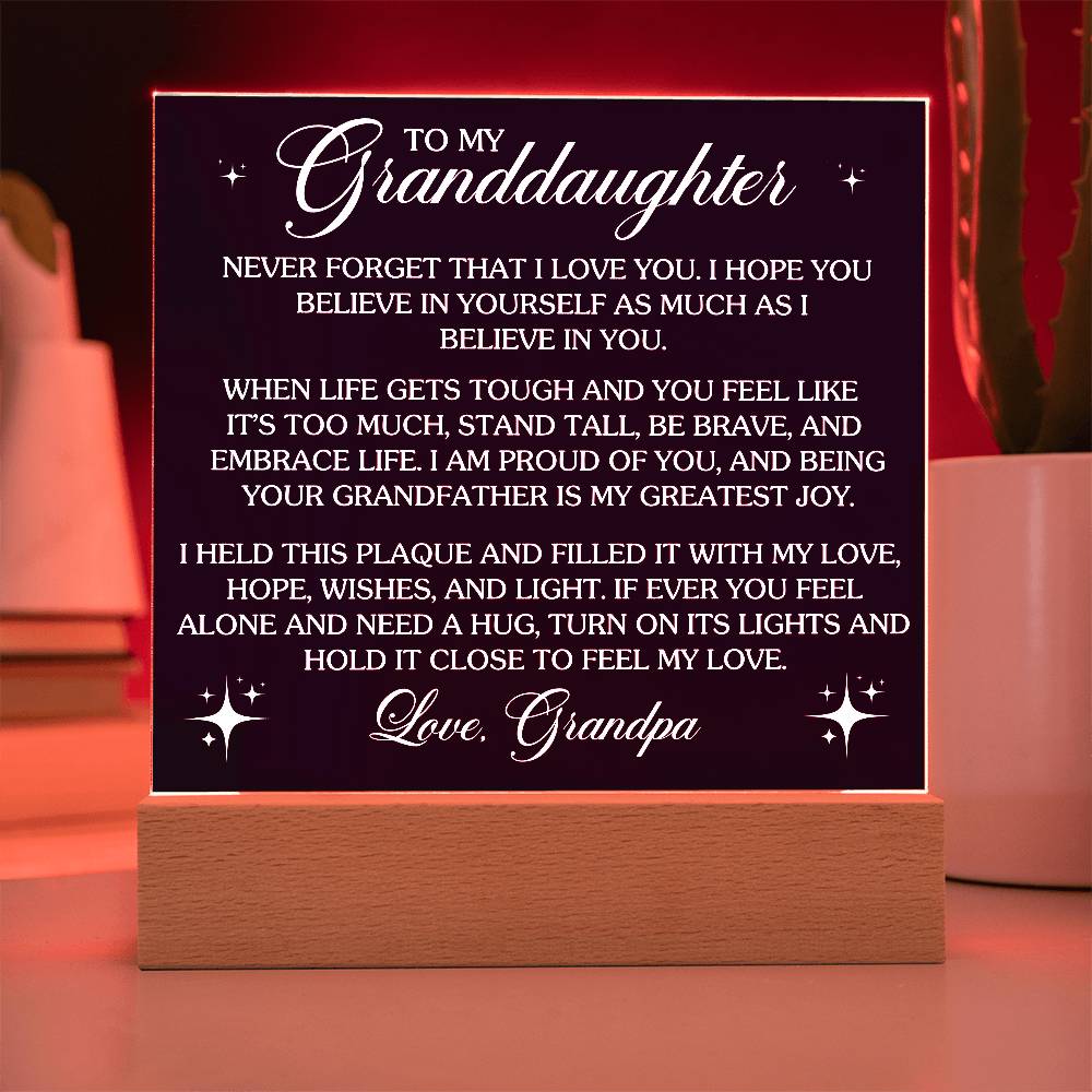 To My Granddaughter - Acrylic Square Plaque