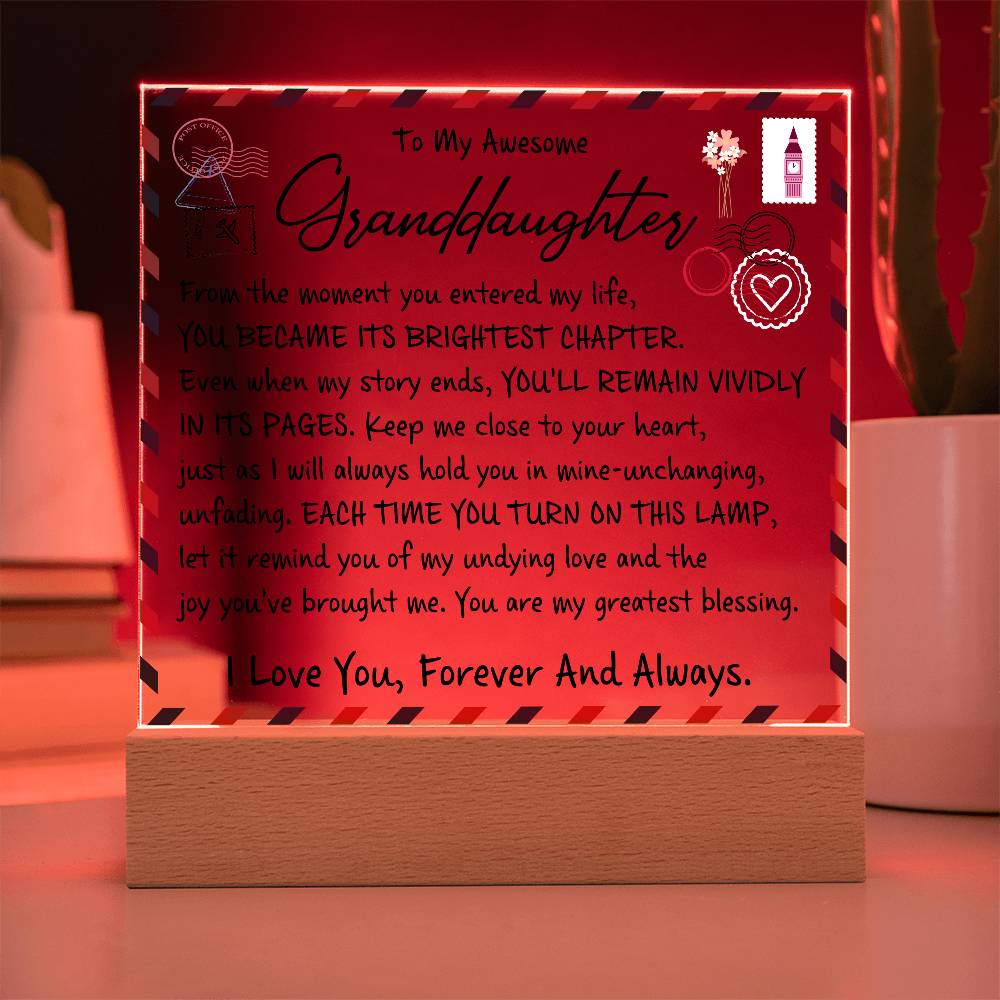 To My Awesome Granddaughter - Acrylic Square Plaque