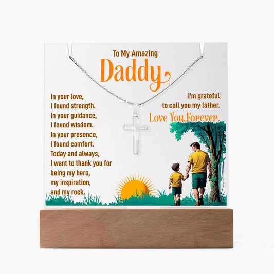 To My Amazing Daddy - Keepsake Acrylic & Stainless Steel Cross Necklace