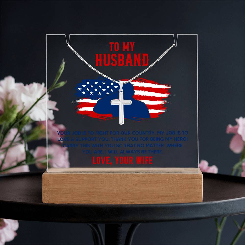 To My Husband - Keepsake Acrylic & Stainless Steel Cross Necklace