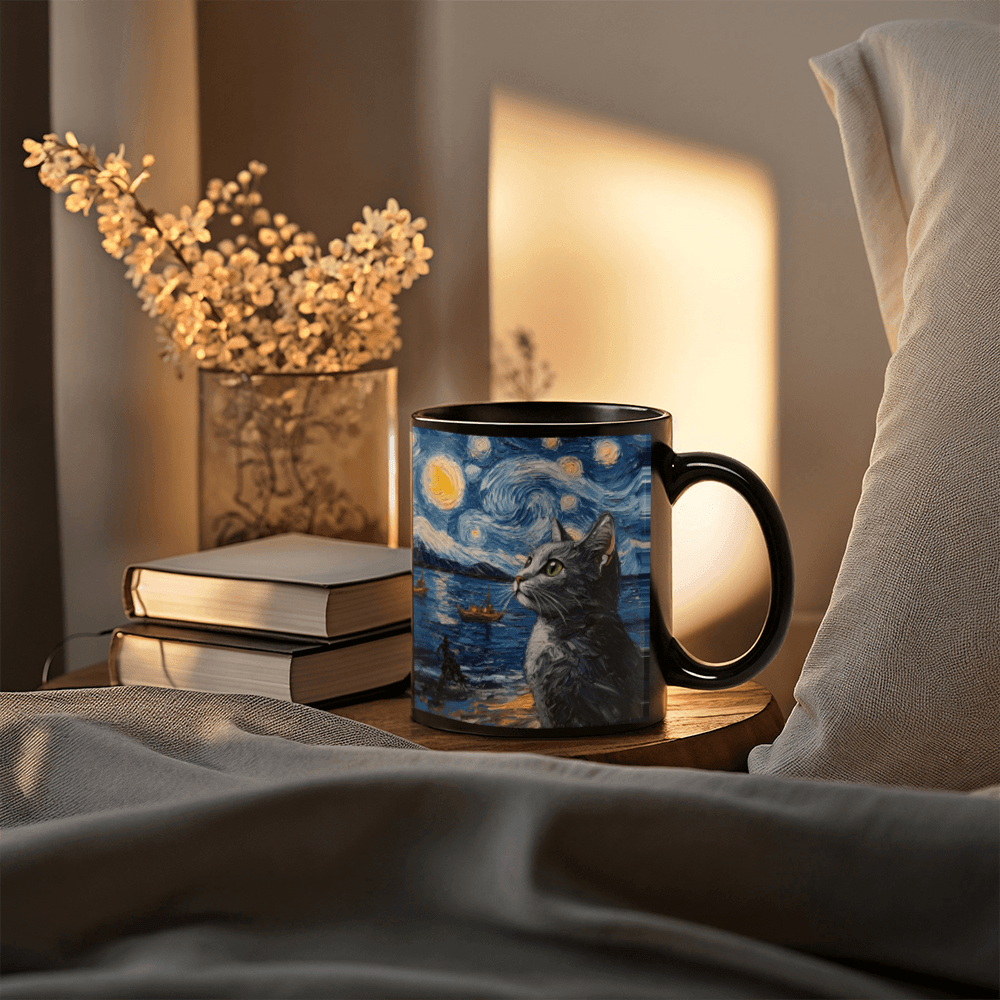 Night Sky Cat - High Quality Mug