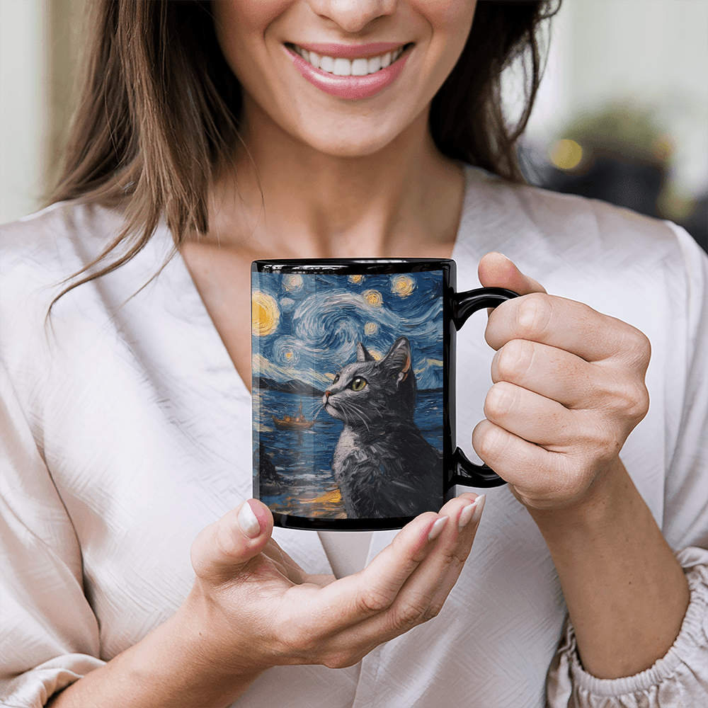 Night Sky Cat - High Quality Mug