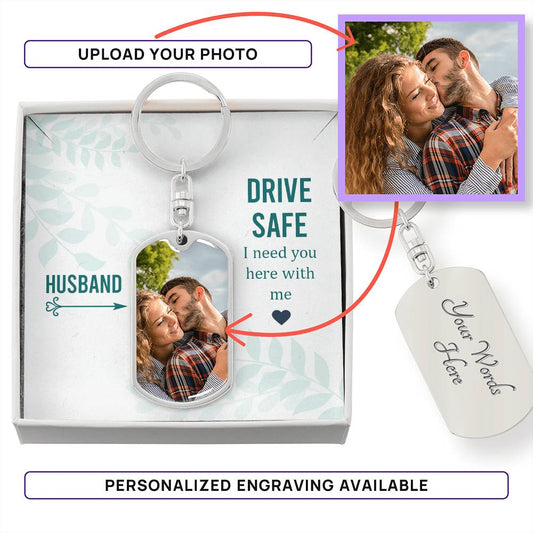 Husband - Graphic Dog Tag Keychain