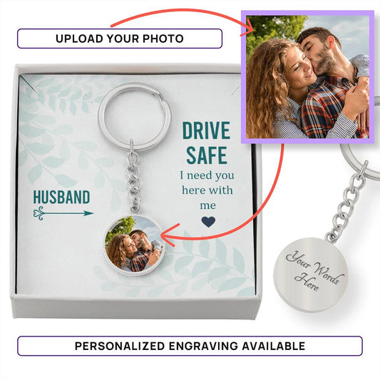 Husband - Buyer Upload Graphic Circle Keychain