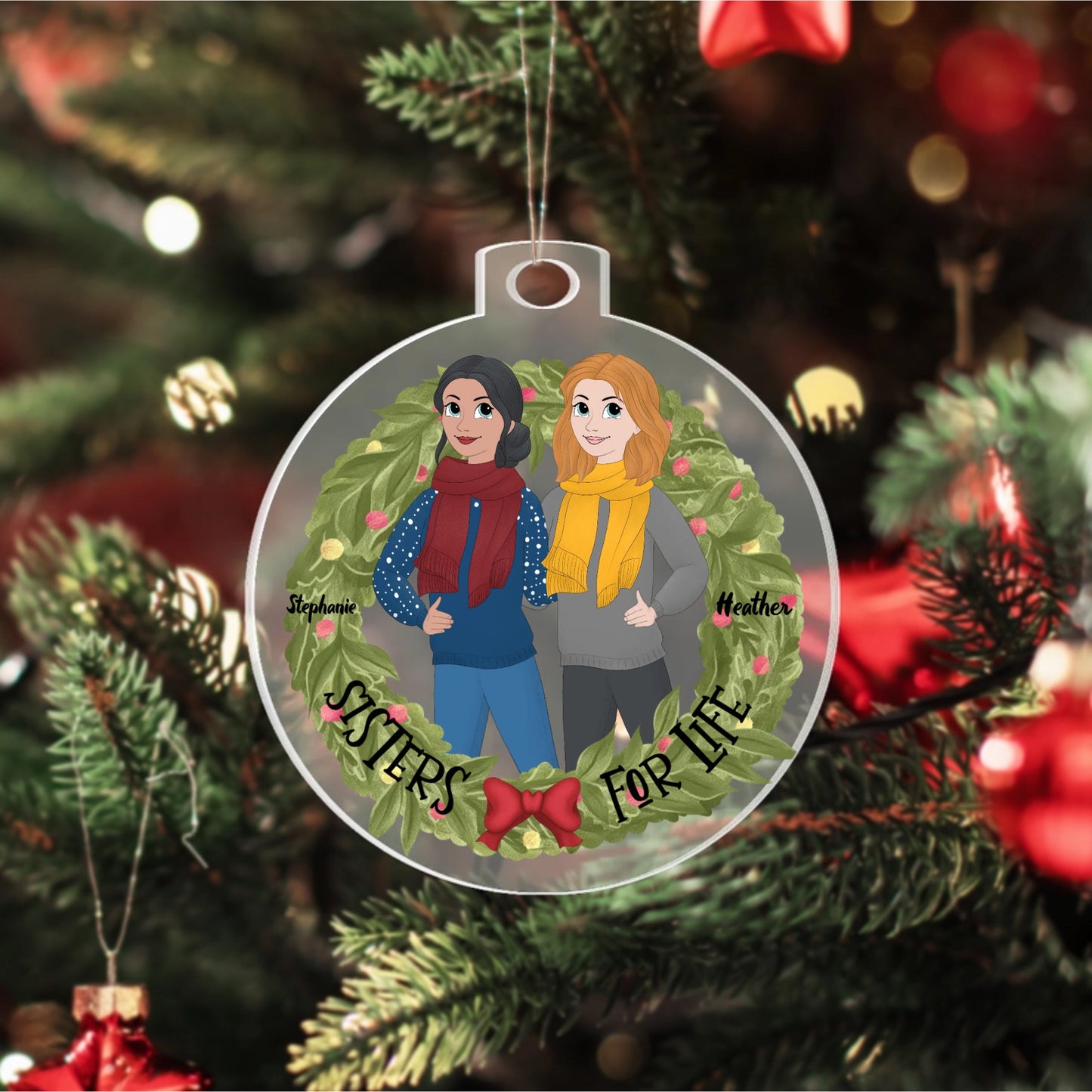 Sisters For Life - Personalized Acrylic Ornament