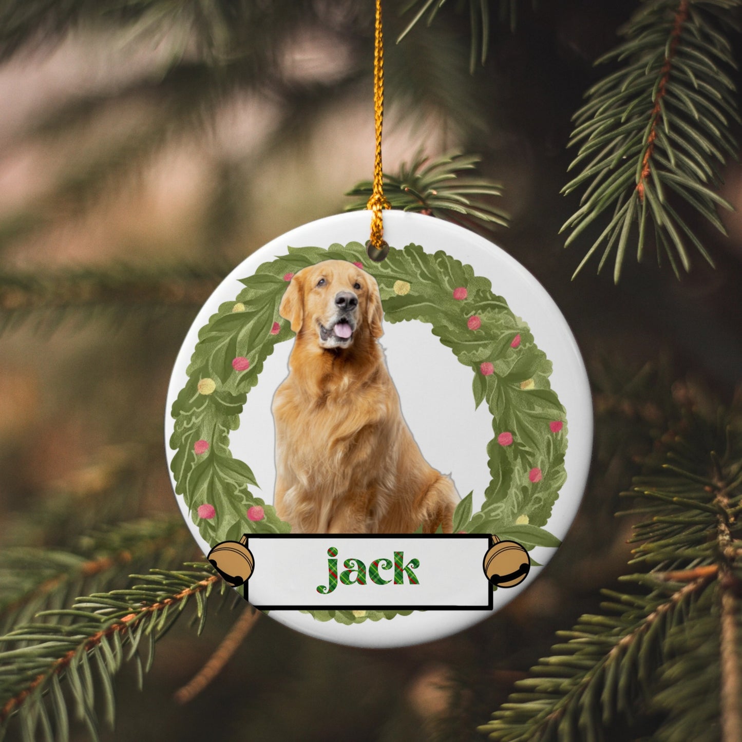 Doggy Photo Personalized Circle Ornament