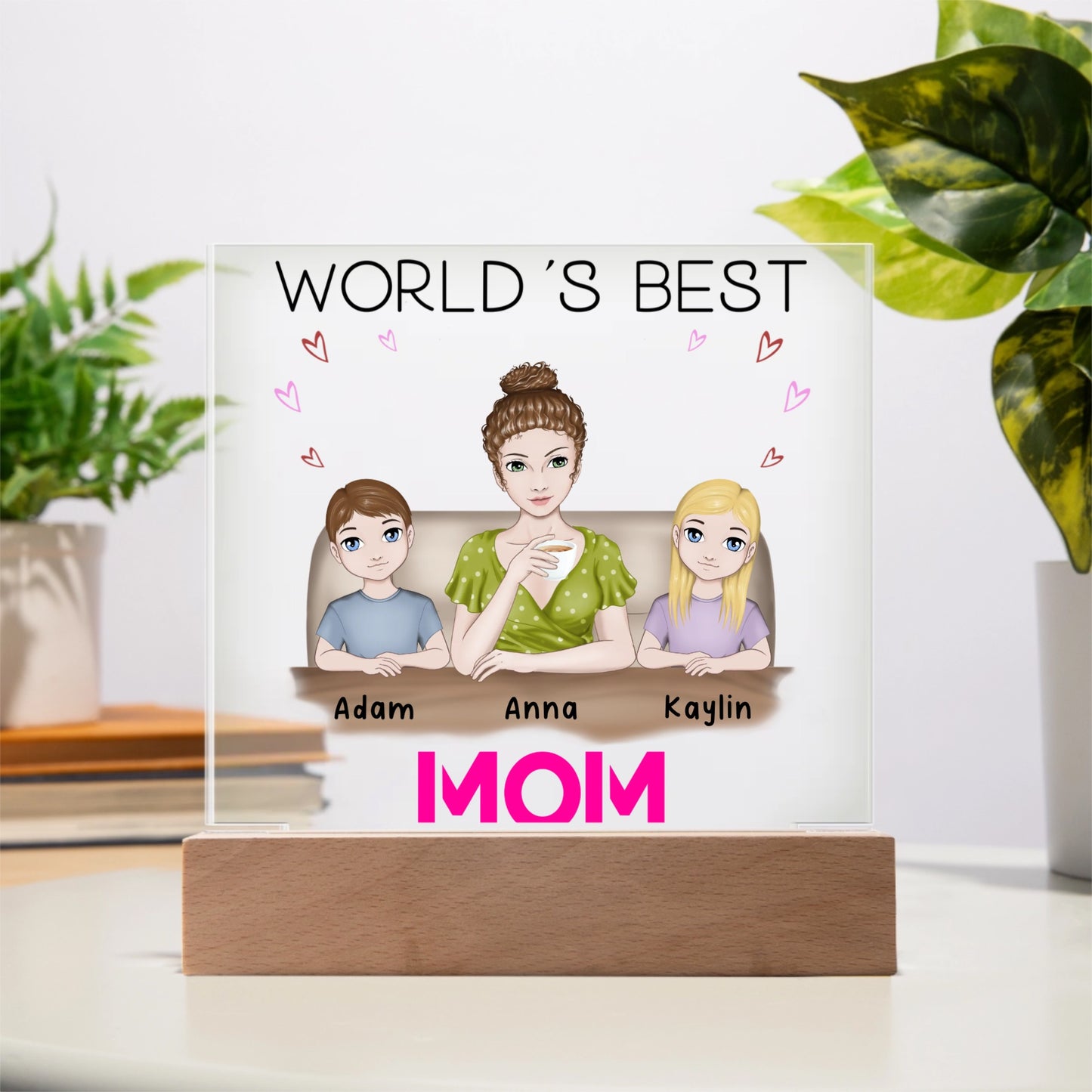 World's Best Mom - Personalized Acrylic Square Plaque